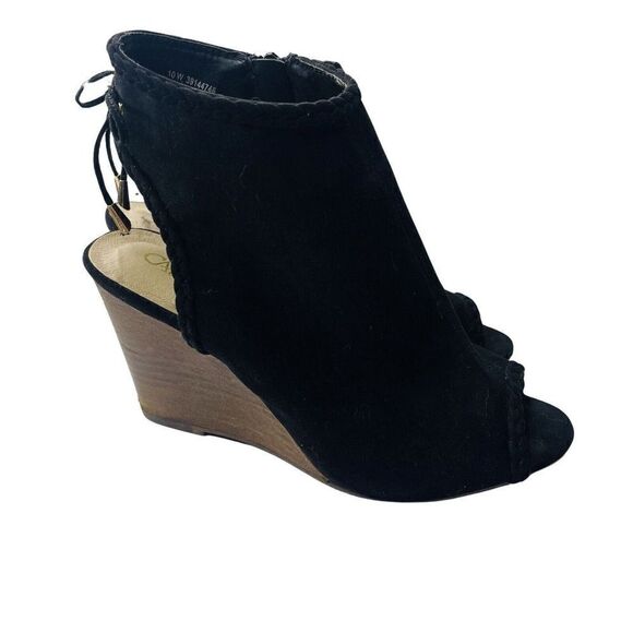 Cato black Wedge open toe ankle boots booties women’s 10 Wide - Picture 3 of 9